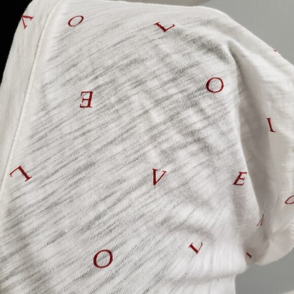 Cynthia Rowley Burnout Love Graphic Sheer V Neckline Short Sleeves T-Shirt - Picture 6 of 9